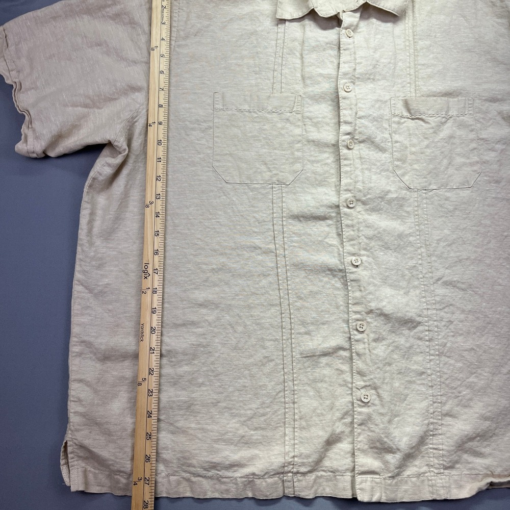 Cafe Luna Linen Blend Camp Shirt‎ Short Sleeve Button Up Casual Mens 2XL - Picture 3 of 8